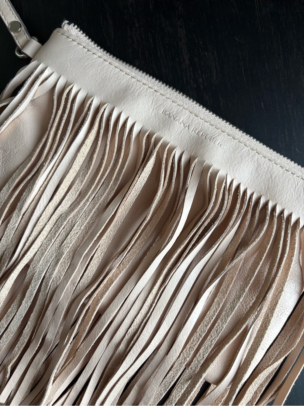 Banana Republic Fringe Wristlet Clutch Purse - Beige - Picture 2 of 5